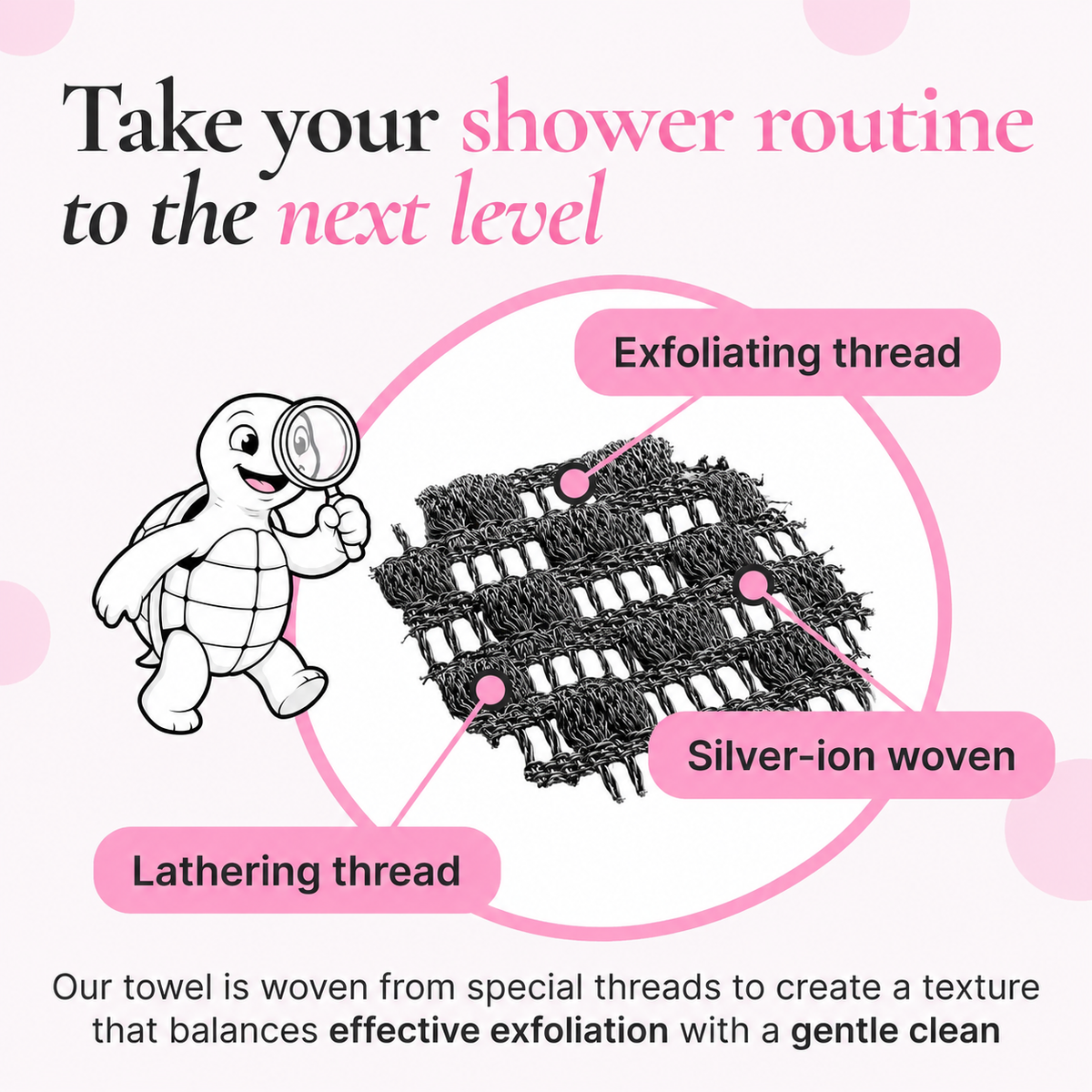 BBOJI Exfoliating Antibacterial Shower Towel