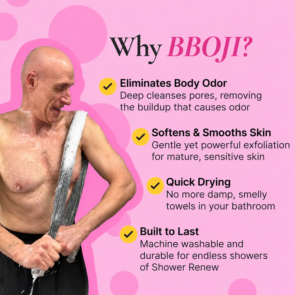 BBOJI Exfoliating Antibacterial Shower Towel
